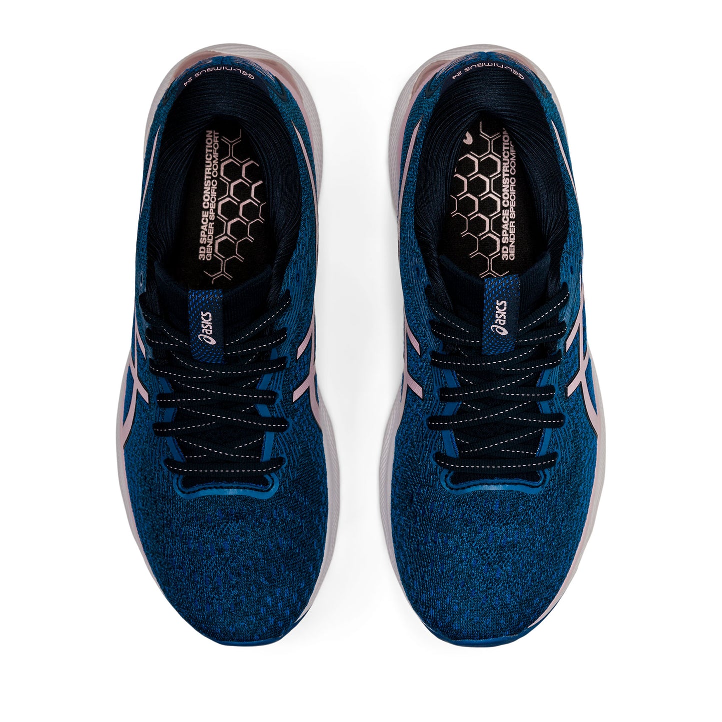 Women's Gel Nimbus 24 Running Shoe - French Blue/Barely Rose— Wide (D)
