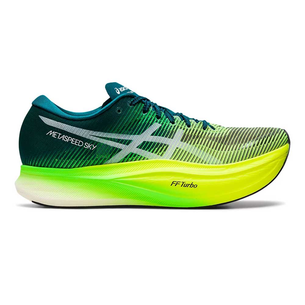 Men's Metaspeed Sky+ Running Shoe- Velvet Pine/Safety Yellow- Regular (D)