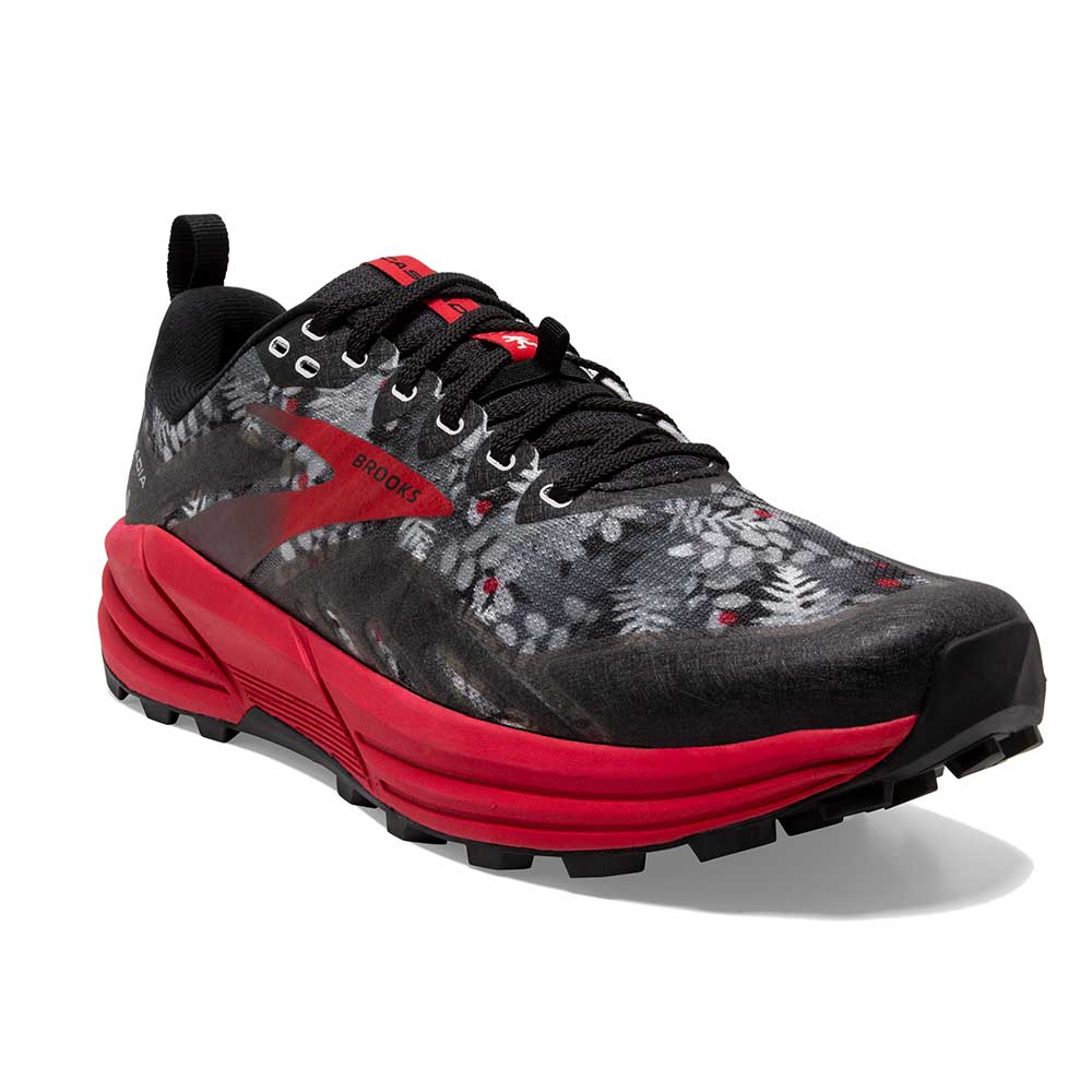 Men's Cascadia 16 Trail Running Shoe - Black/Grey/Red - Regular (D)