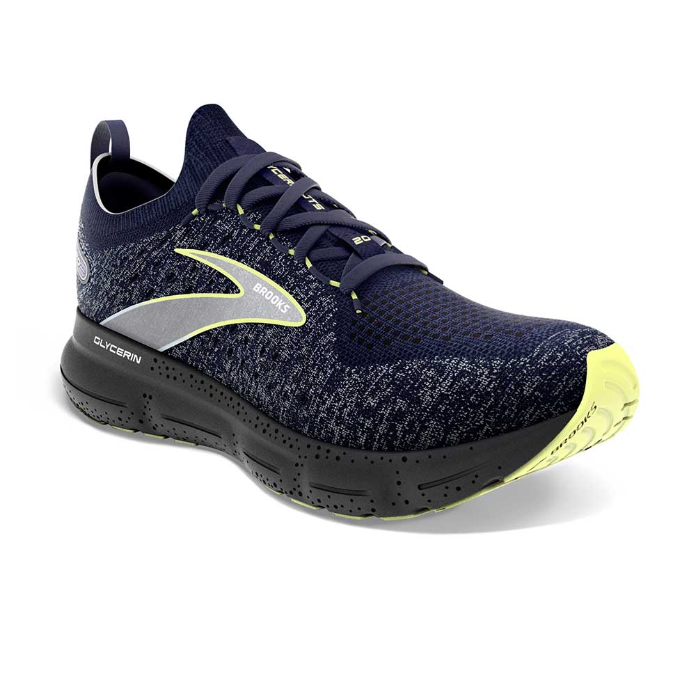 Men's Glycerin StealthFit 20 Running Shoe - Blue/Ebony/Lime - Regular (D)