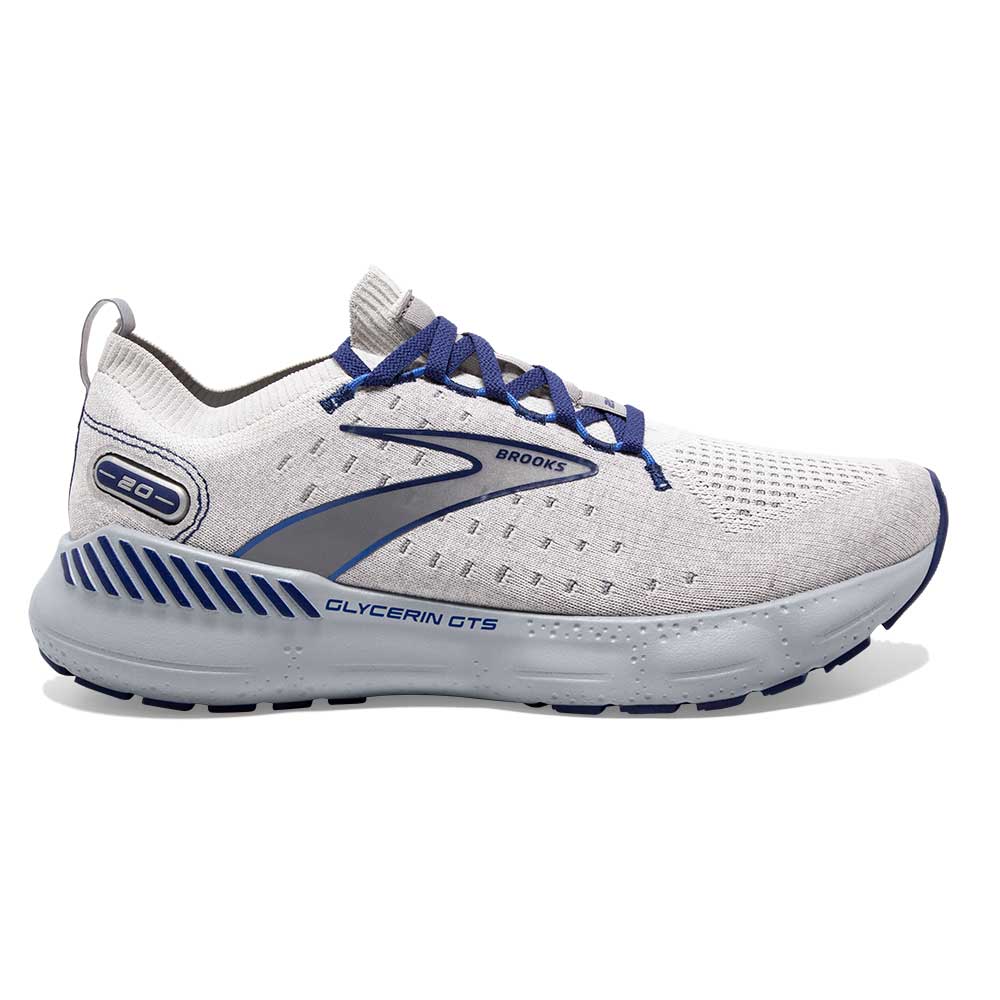 Men's Glycerin StealthFit GTS 20 Running Shoe- Oyster/Alloy/Blue Depths- Regular (D)