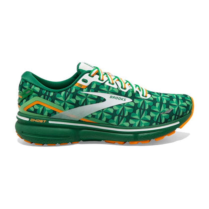 Men's Ghost 15 Run Lucky Running Shoe- Green/White/Orange- Regular (D)