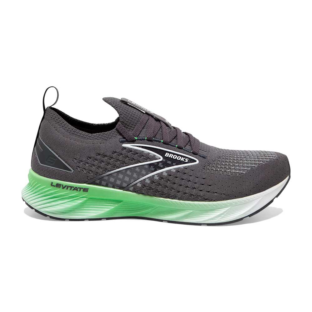 Men's Levitate StealthFit 6 Running Shoe- Blackened Pearl/Green/White- Regular (D)