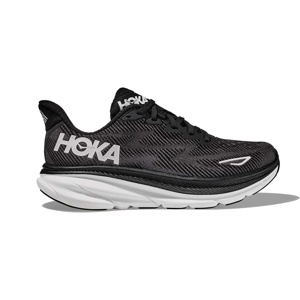 Men's Clifton 9 Running Shoe - Black/White - Wide (2E) – Gazelle Sports