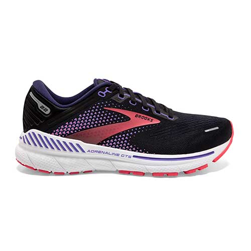 Women's Adrenaline GTS 22 Running Shoe  - Black/Purple/Coral - Wide (D)