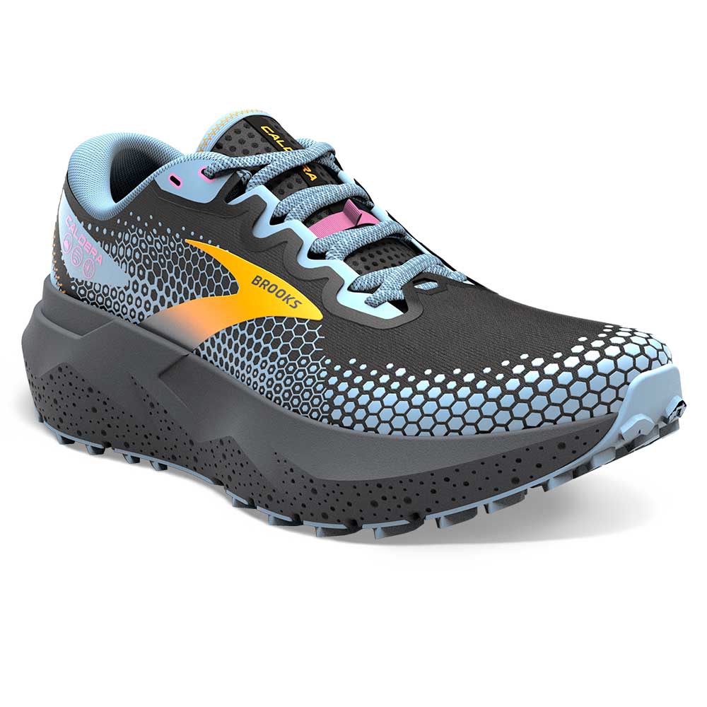 Women's Caldera 6 Trail Shoe - Black/Blue/Yellow- Regular (B)