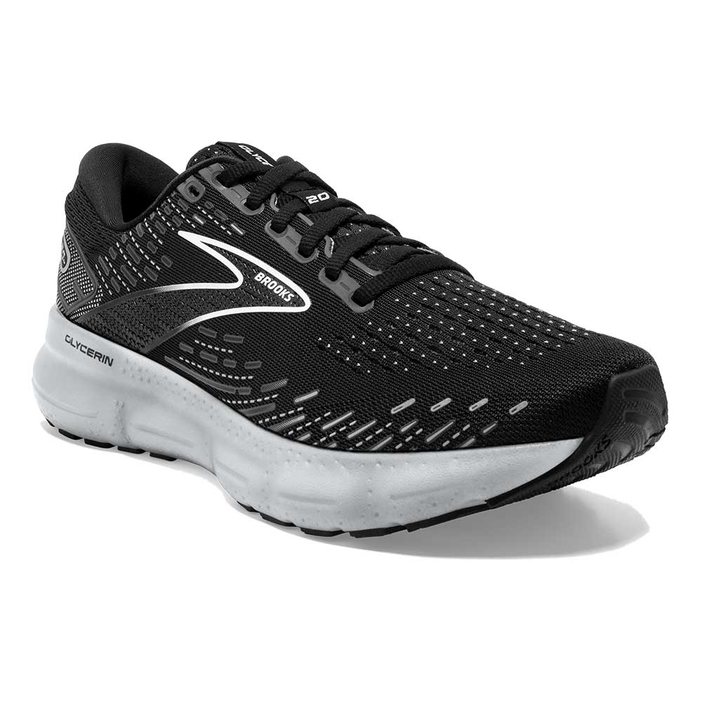 Women's Glycerin 20 Running Shoe - Black/White/Alloy - Wide (D)