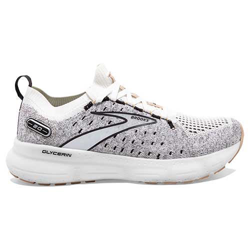 Women's Glycerin StealthFit 20 Running Shoe  - White/Black/Cream - Regular (B)