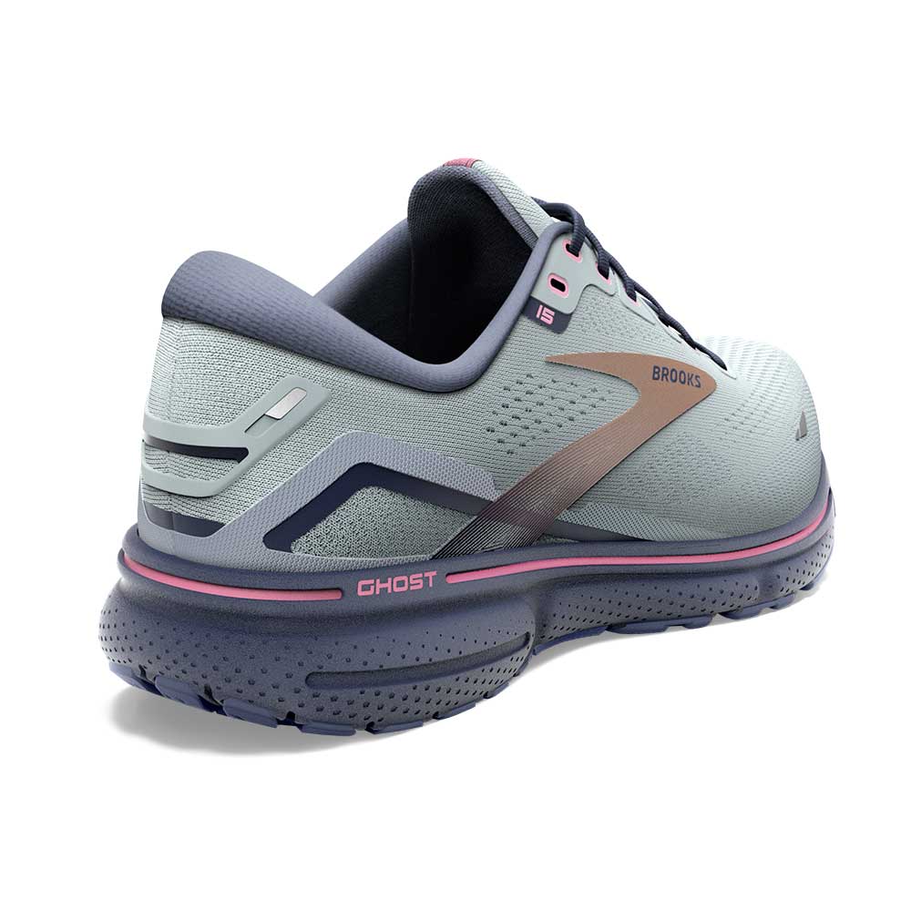 Women's Ghost 15 Running Shoe - Spa Blue/Neo Pink/ Copper- Regular (B)