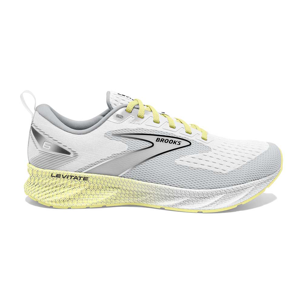 Women's Levitate 6 Running Shoe - White/Spa Blue/Yellow- Regular (B)