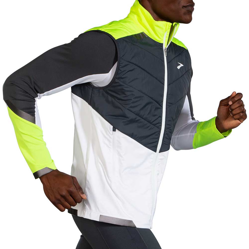 Men's Run Visible Insulated Vest - White/Asphalt/Nightlife