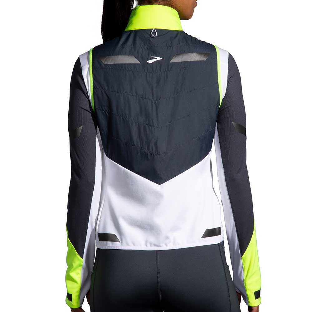 Women's Run Visible Insulated Vest - White/Asphalt/Nightlife