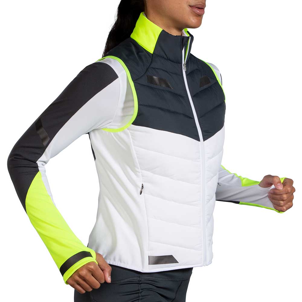Women's Run Visible Insulated Vest - White/Asphalt/Nightlife