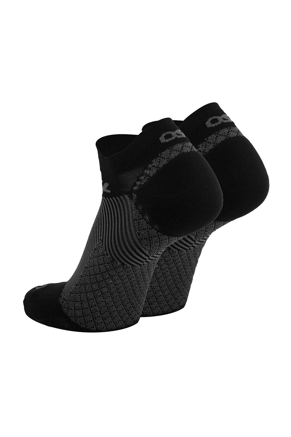 FS4 Plantar Fasciitis No Show Double Tab Socks - Black/Grey