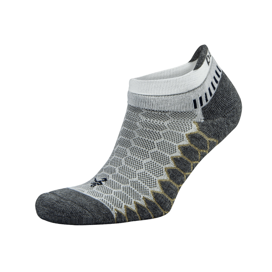 Unisex Silver No Show Running Socks - White/Grey