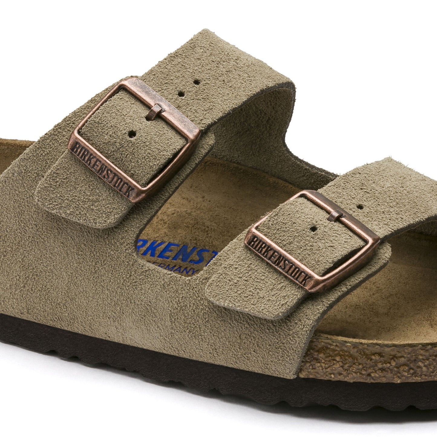 Arizona Soft Footbed Taupe Suede Leather Sandal - Taupe- Regular/Wide