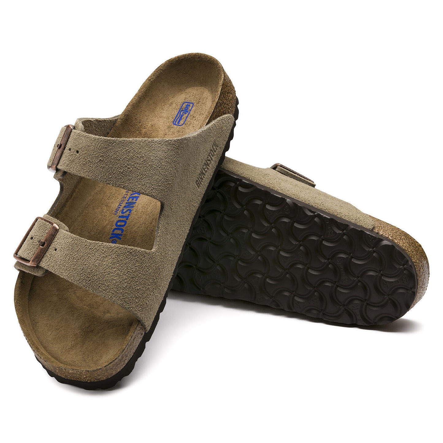 Arizona Soft Footbed Taupe Suede Leather Sandal - Taupe- Regular/Wide