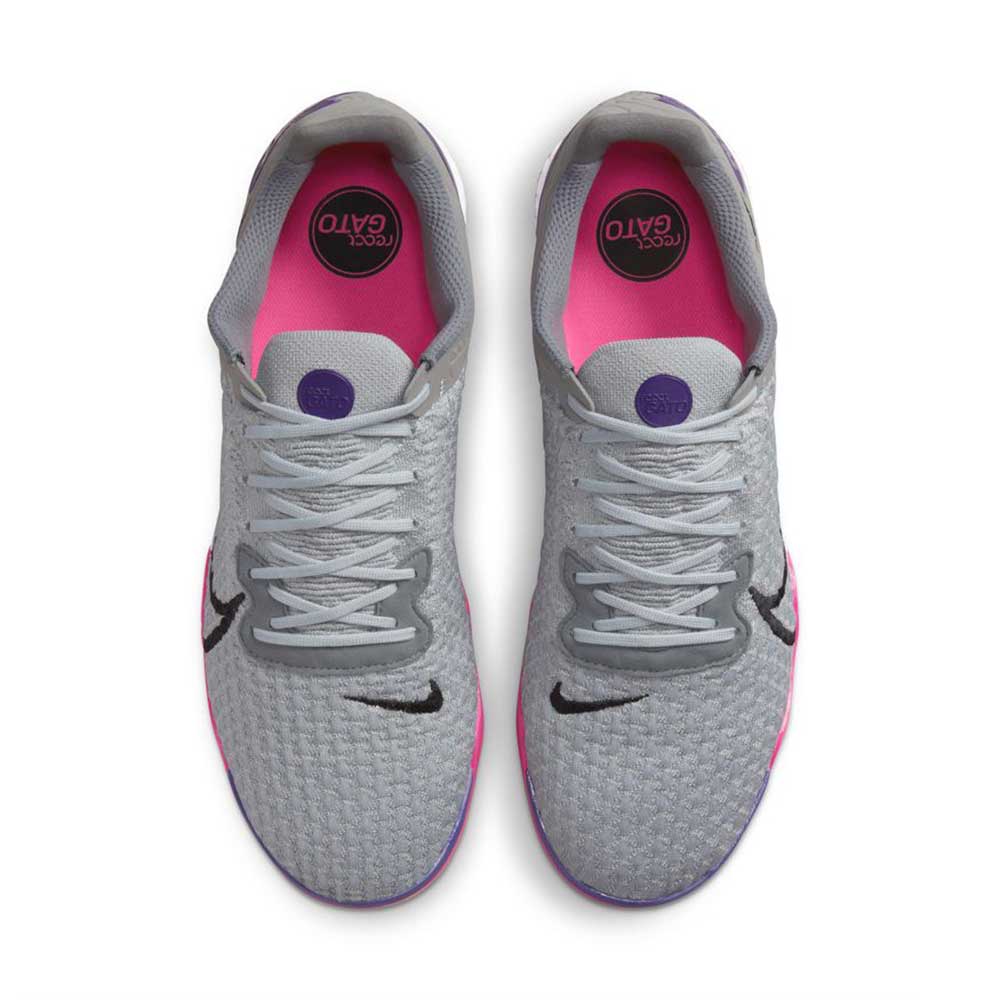 Unisex Nike React Gato IC Soccer Shoe- Lt Smoke Grey/Black