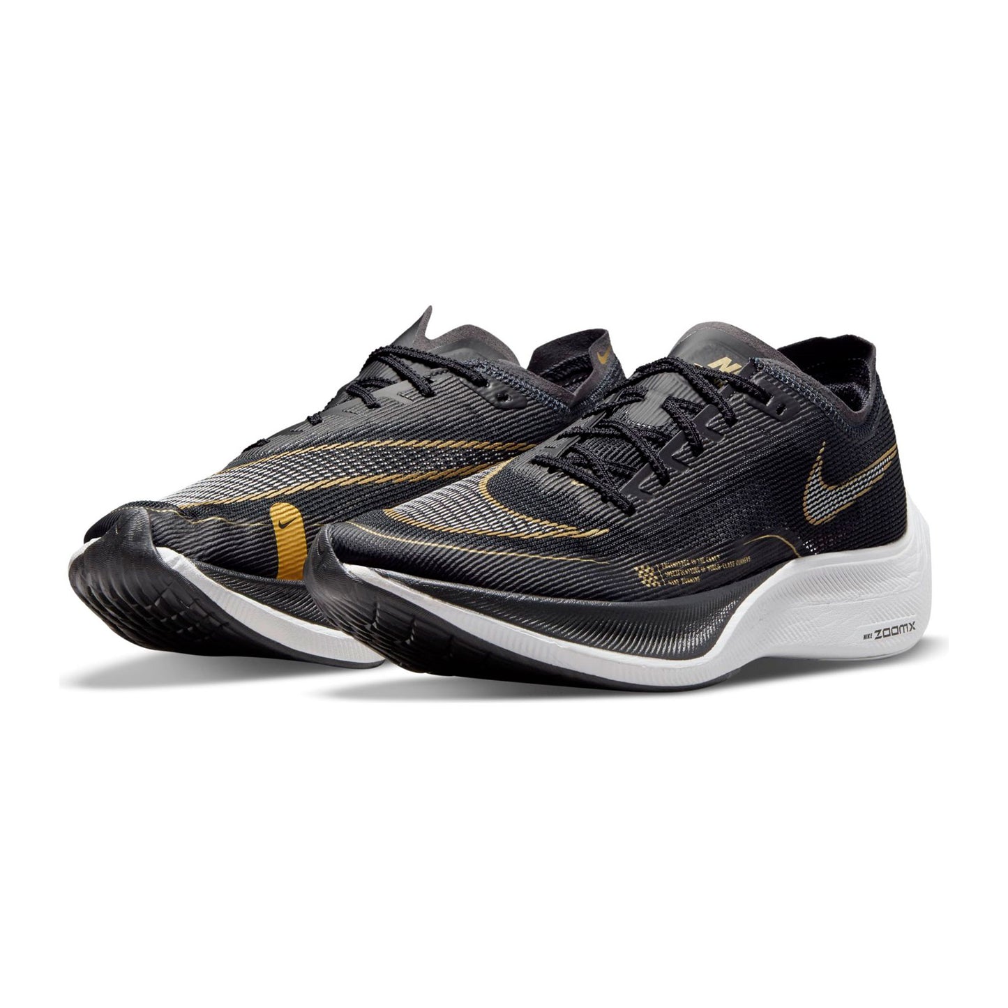 Men's ZoomX Vaporfly Next % 2 Racing Shoe - Black/White/Metallic Gold Coin - Regular (D)