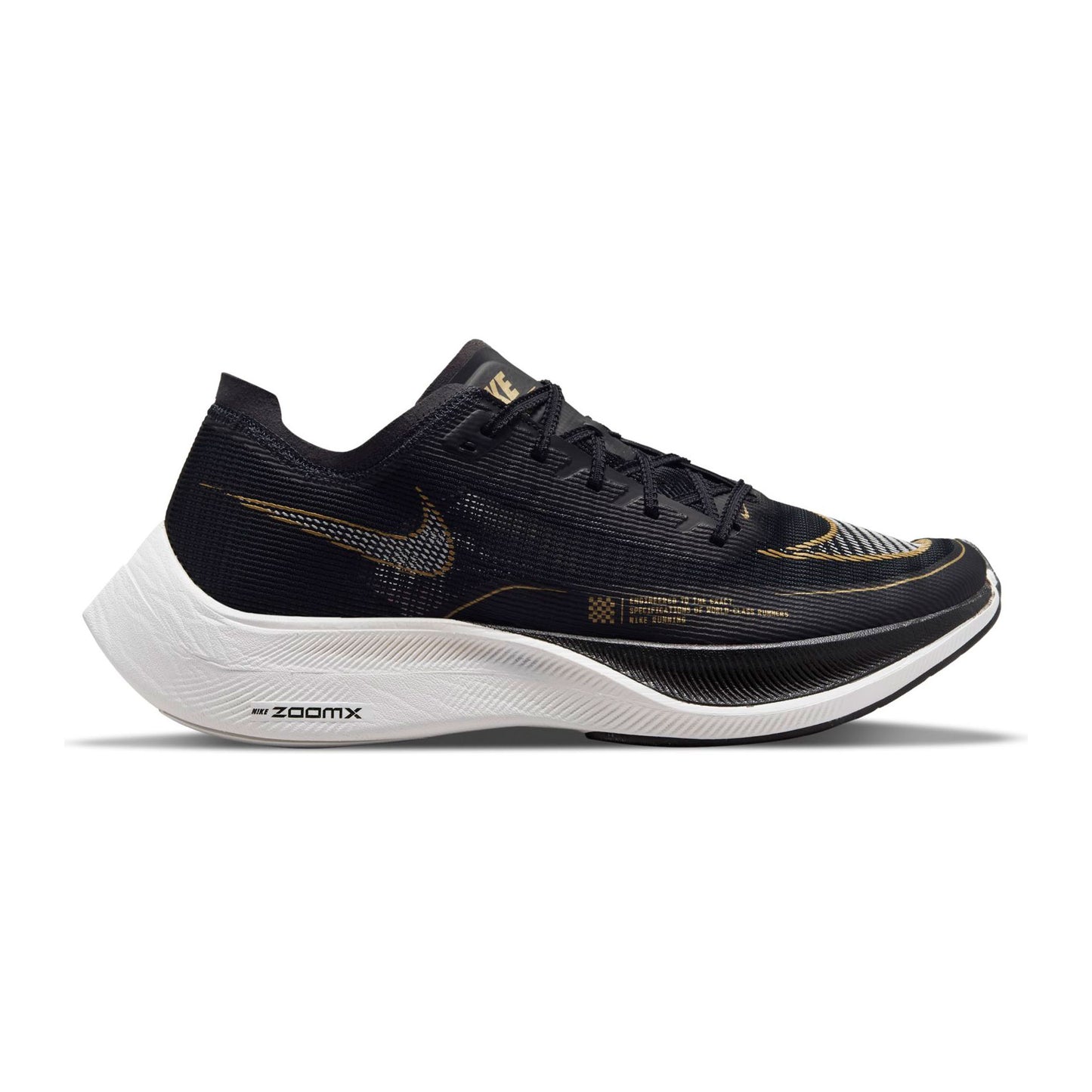 Men's ZoomX Vaporfly Next % 2 Racing Shoe - Black/White/Metallic Gold Coin - Regular (D)