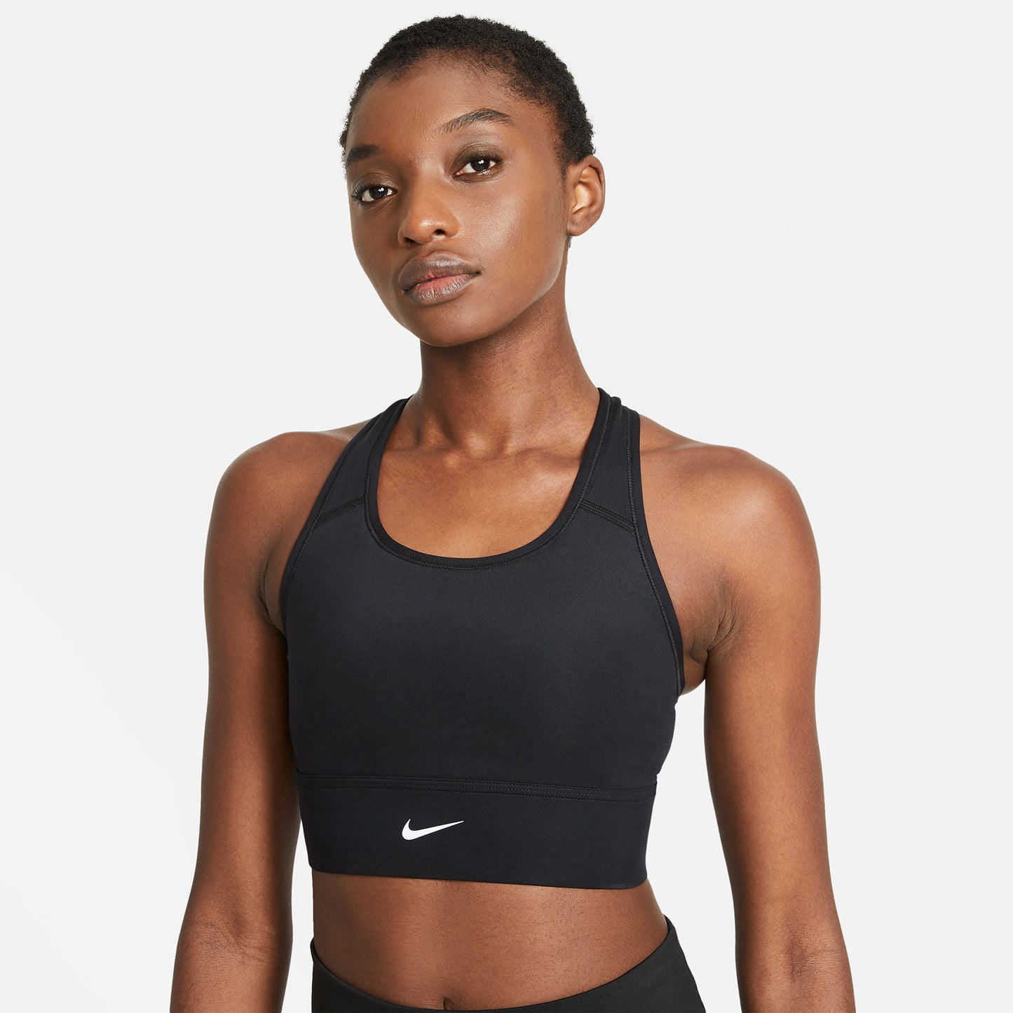 Women's Nike Swoosh Medium-Support Longline Bra - Black/White