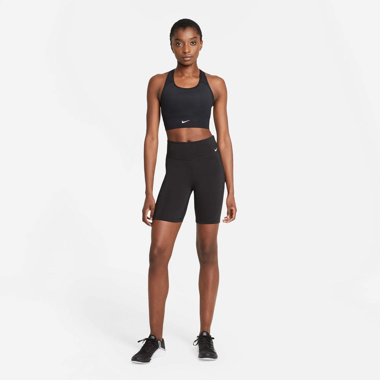 Women's Nike Swoosh Medium-Support Longline Bra - Black/White