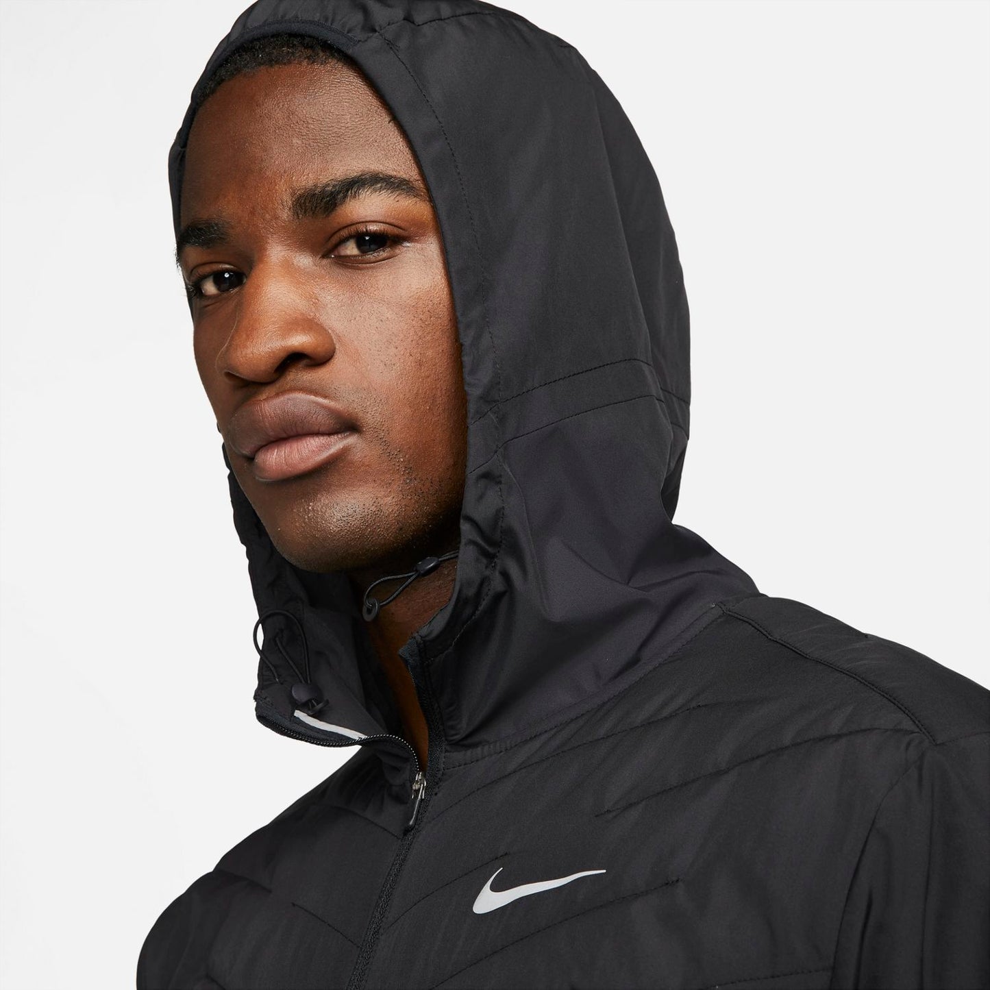 Men's Nike Therma-FIT Repel Synthetic-Fill Running Jacket - Black/Reflective Silver