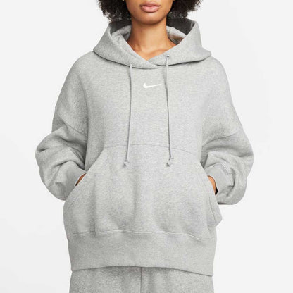 Women\'s Nike Dark Sports Hoodie Fleece – Heather Gazelle Phoenix - Sportswear Grey