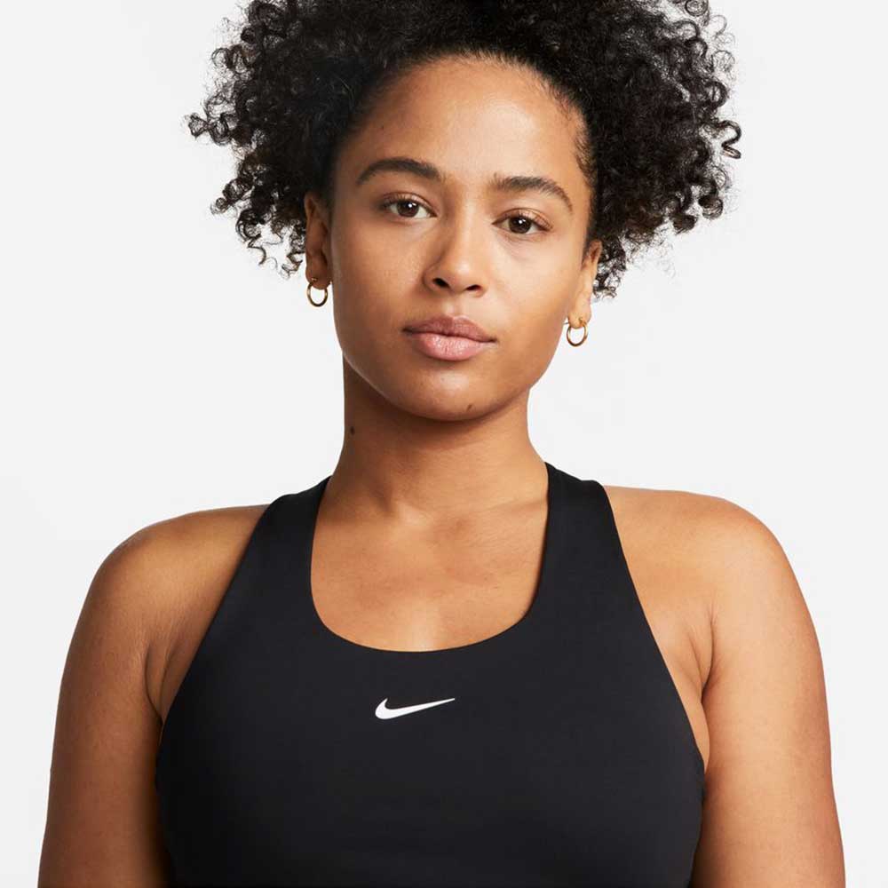 Nike Womens Swoosh Long LINE Bra CZ4496-010 Size XS Black/White at