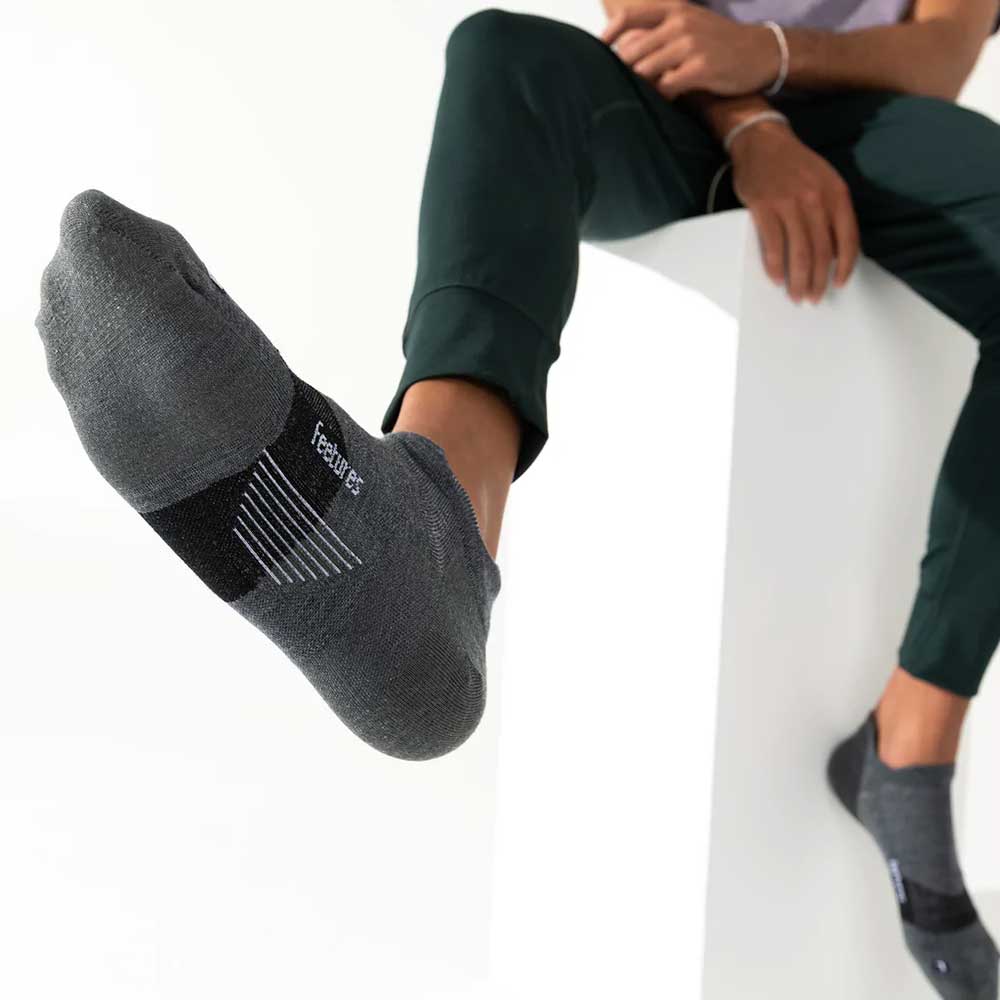 Unisex Merino 10 Ultra Light No Show Tab Socks- Gray