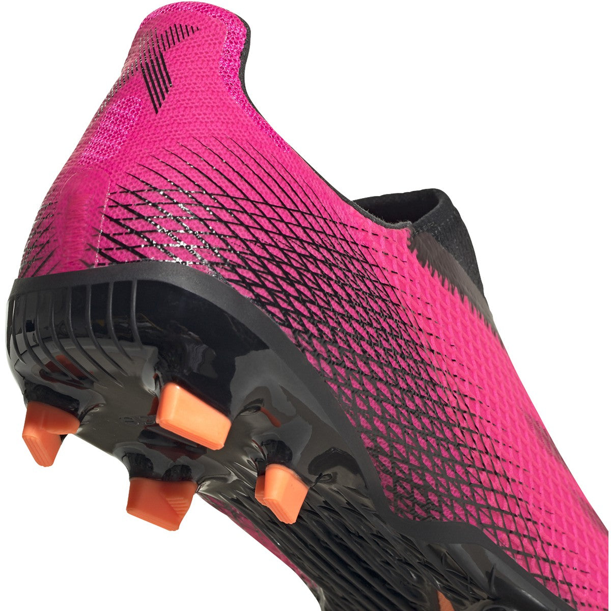 JR X Ghosted .3 Laceless FG Soccer Shoe - Shock Pink/Core Black/Screaming Orange