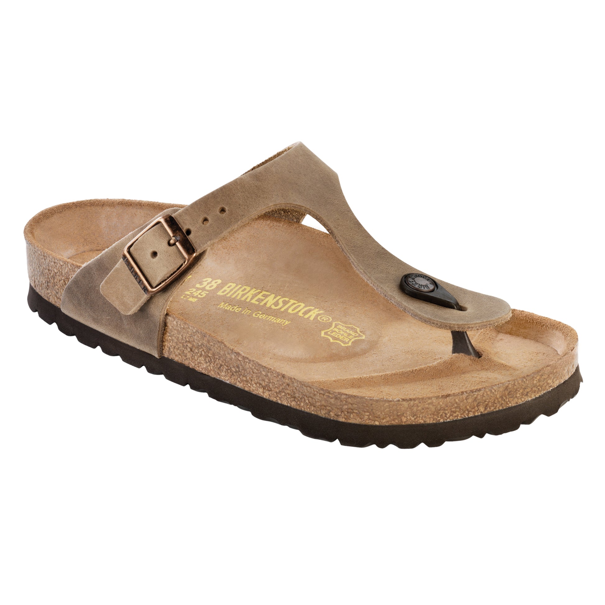 Gizeh Cork Tobacco Brown Oiled Leather Sandal- Regular/Wide â Gazelle Sports
