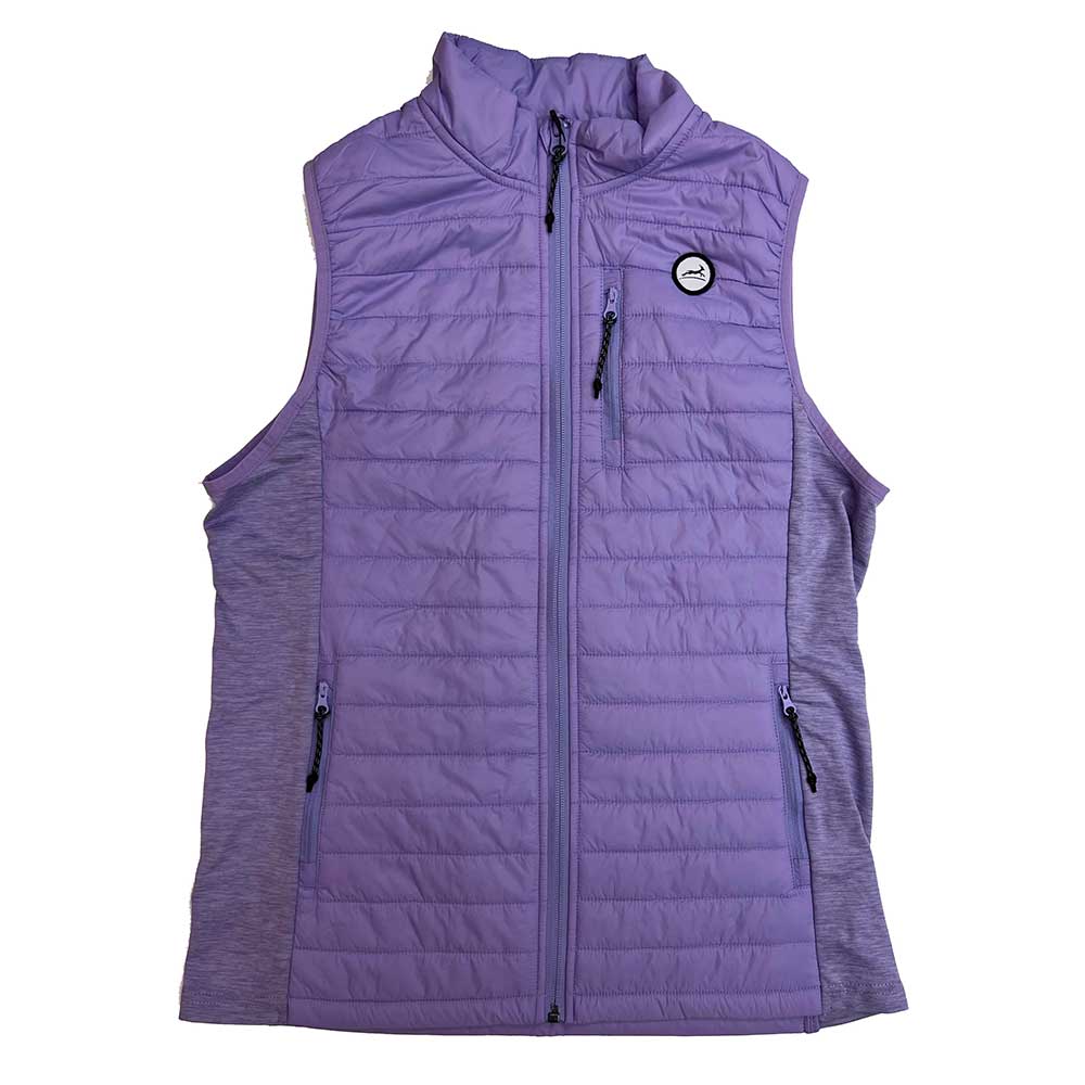 Women's Synthetic Down Vest - Lilac/Black Embroidered Gazelle Patch