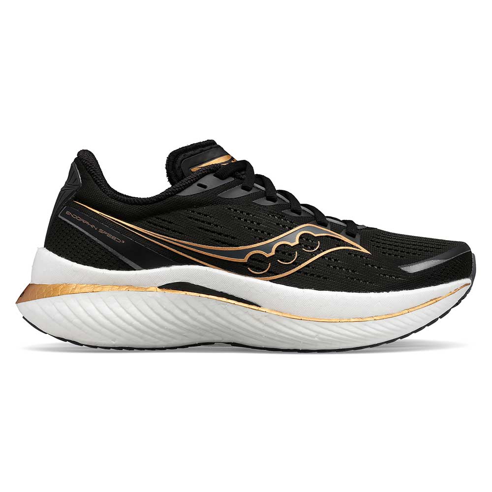 Women's Endorphin Speed 3 Running Shoe- Black/Goldstruck- Regular (B)