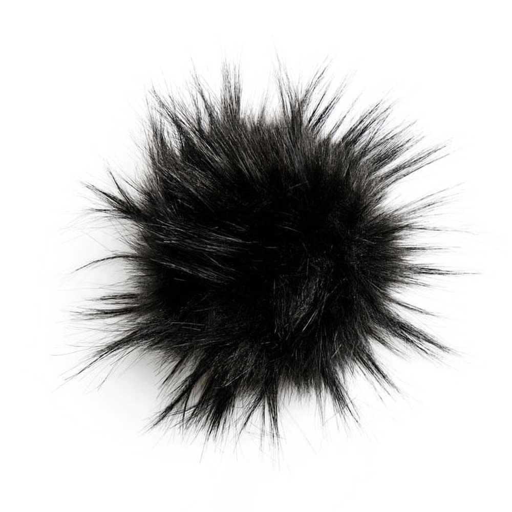 Women's Faux Fur Pom Pom - Black