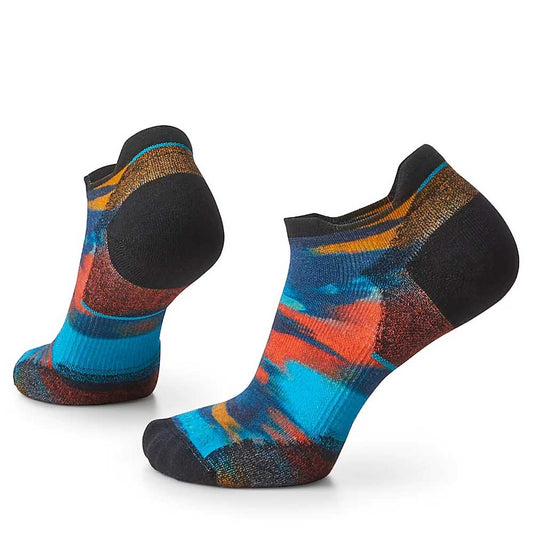 Women's Run Targeted Cushion Brushed Print Low Ankle Socks - Alpine Blue