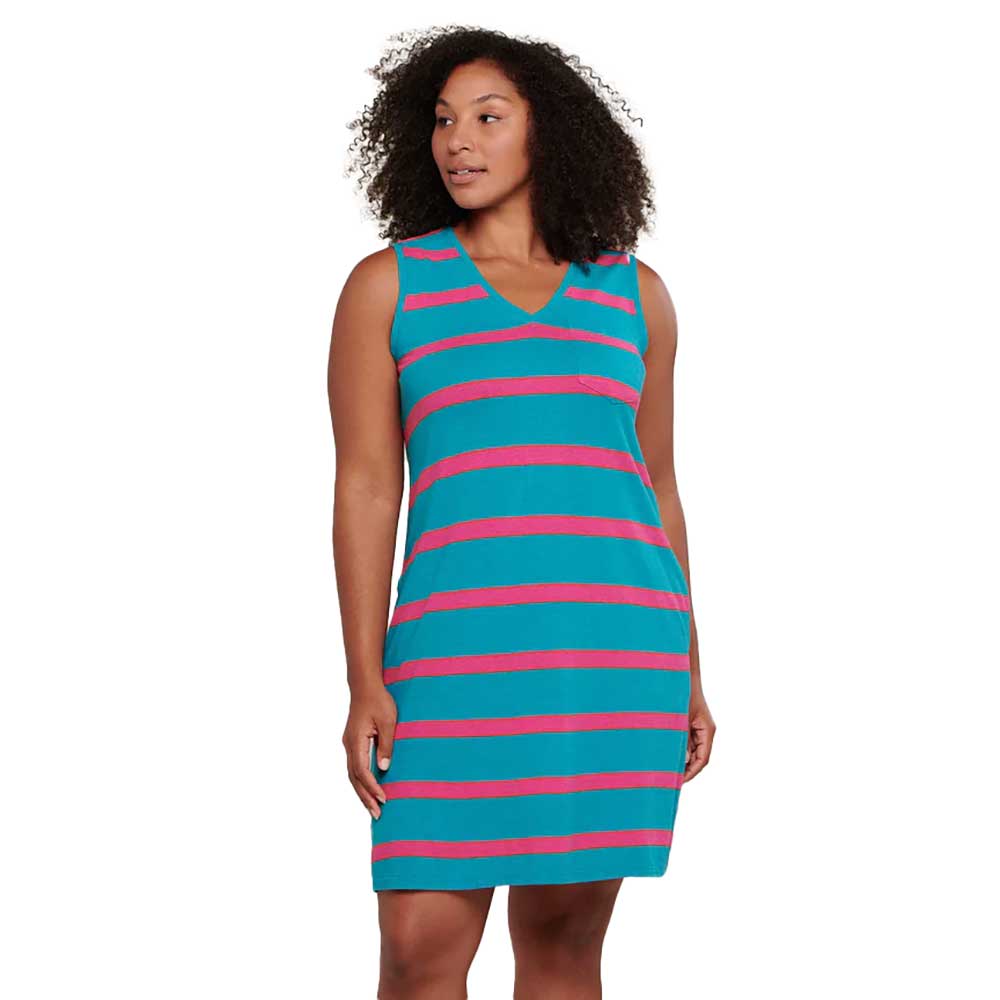Women's Grom Tank Dress - Curacao Wide Stripe