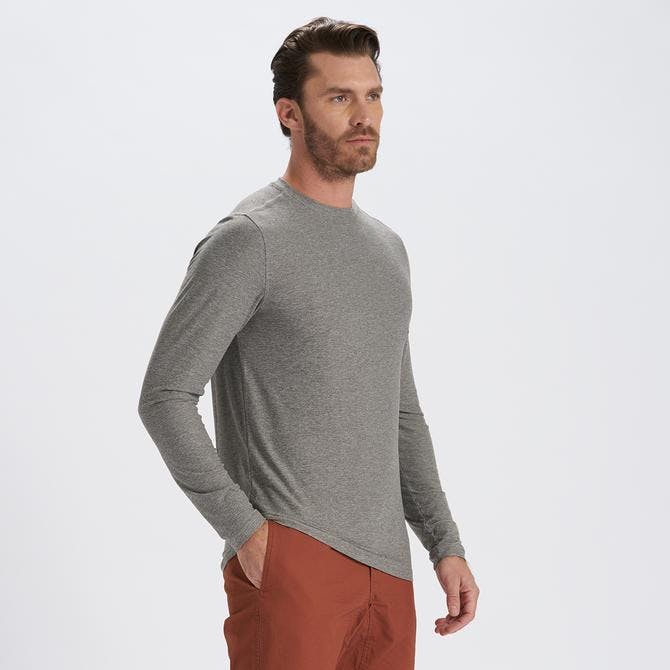 Men's Long Sleeve Strato Tech Tee - Heather Grey