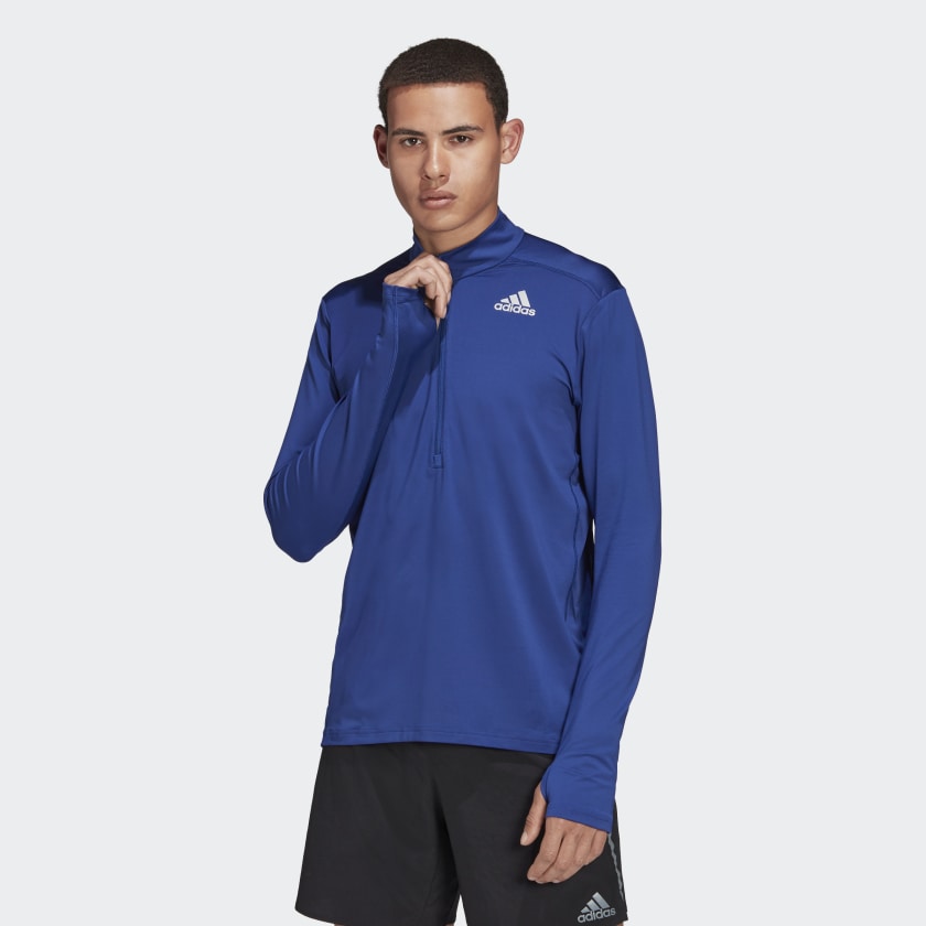 Men's Own The Run 1/2 Zip Long Sleeve Tee- Victory Blue