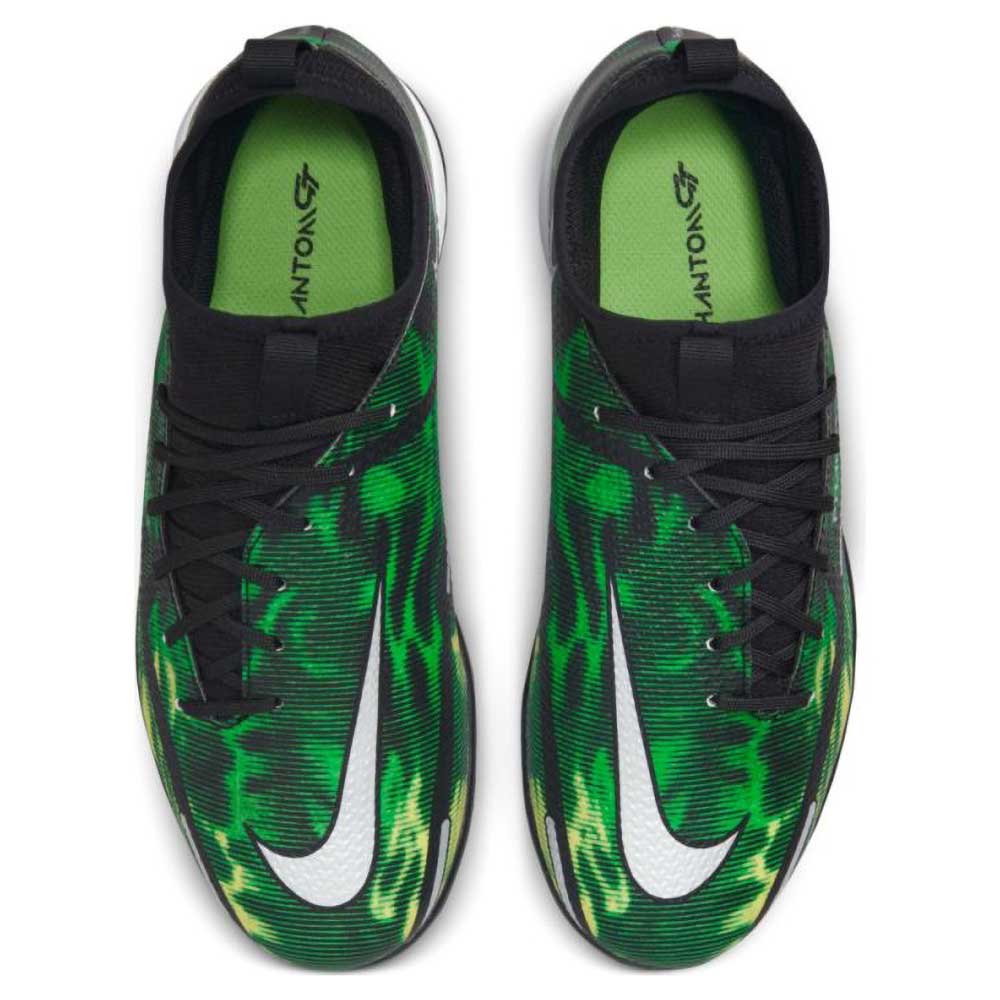 JR Nike Phantom GT2 DF SW IC Soccer Shoe - Black/Mtlc Platinum/Green Strike