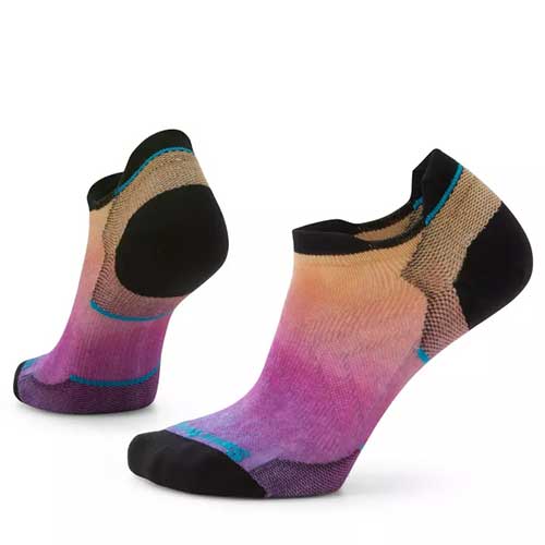 Women's Performance Run Zero Cushion Ombre Print Low Ankle Socks - Tandoori Orange