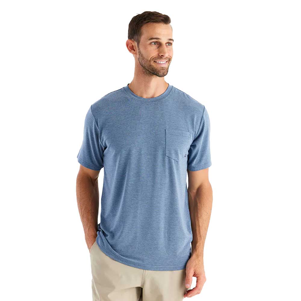 Men's Bamboo Flex Pocket Tee - Heather Deepwater