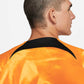 Men's Netherlands 2022/2023 Stadium Home Long Sleeve Jersey - Laser Orange/Black