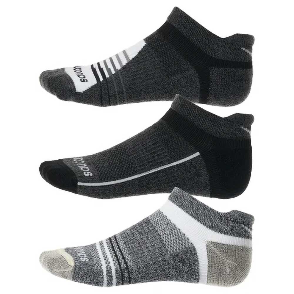 Unisex Inferno Merino Wool No Show Tab 3 pack- Grey Marl