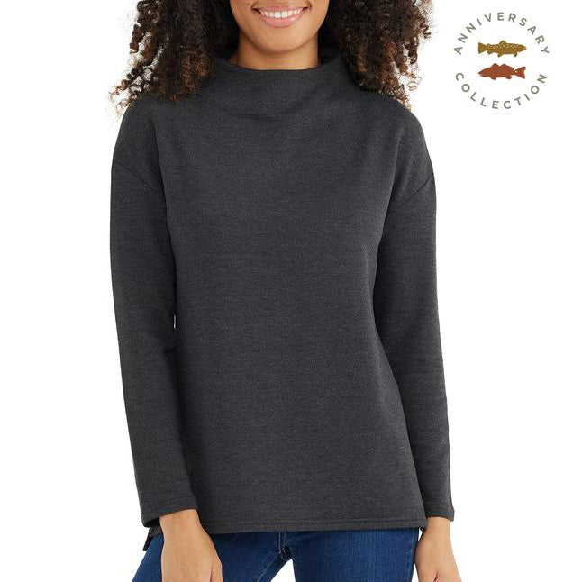 Women's Bamboo Fleece Mockneck - Heather Black