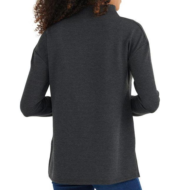 Women's Bamboo Fleece Mockneck - Heather Black